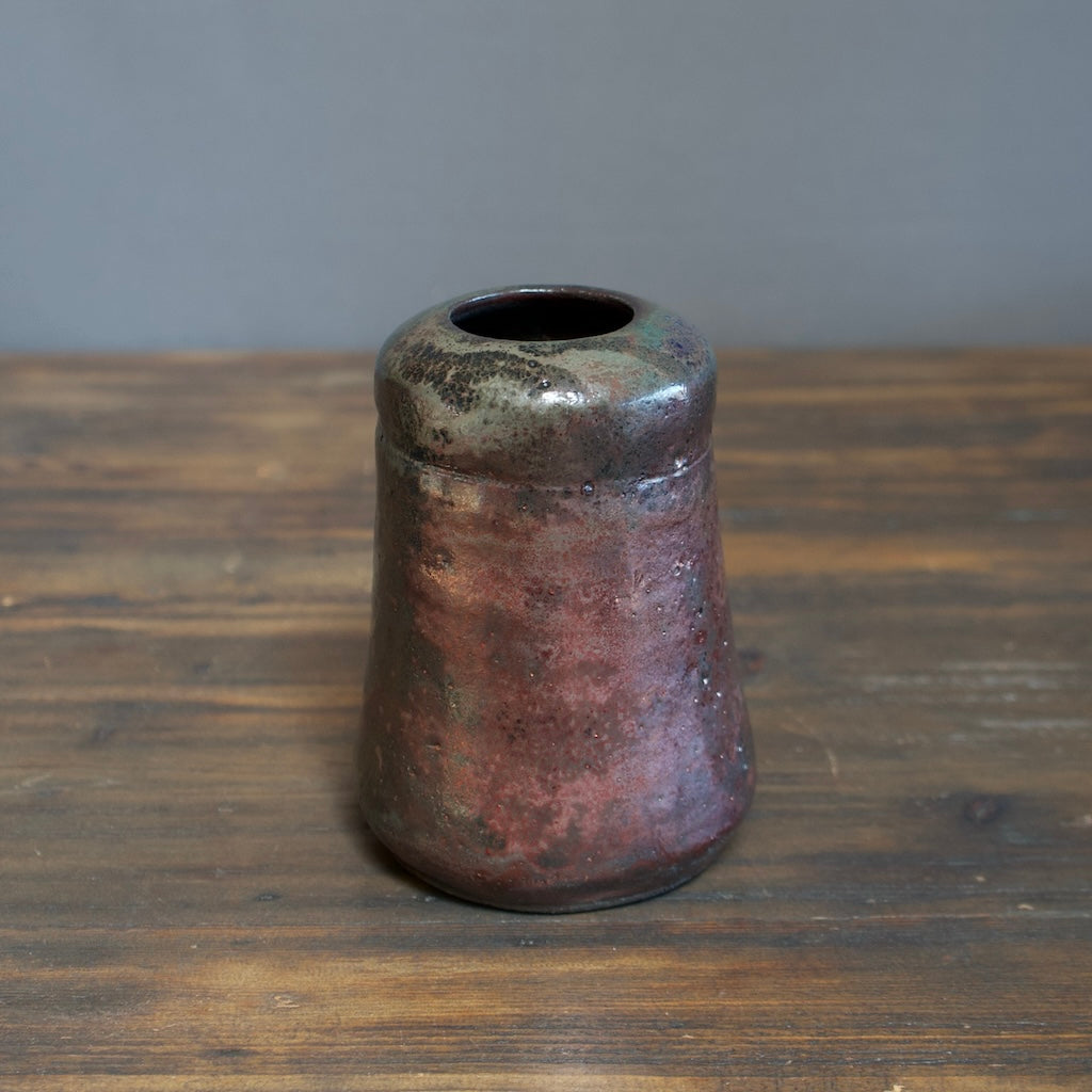 Metalic RAKU Flower Vase #AT12