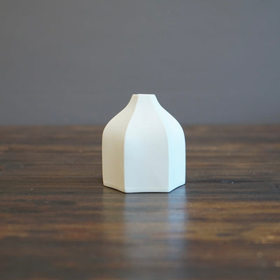 Six Sided White Bud Vase #KT113