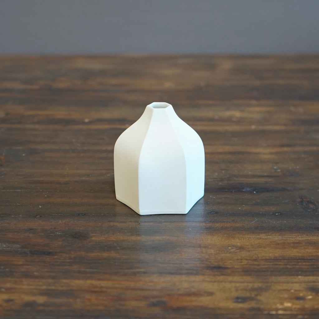 Six Sided White Bud Vase #KT113