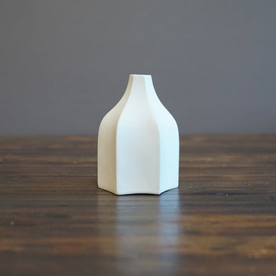 Six Sided White Bud Vase #KT114