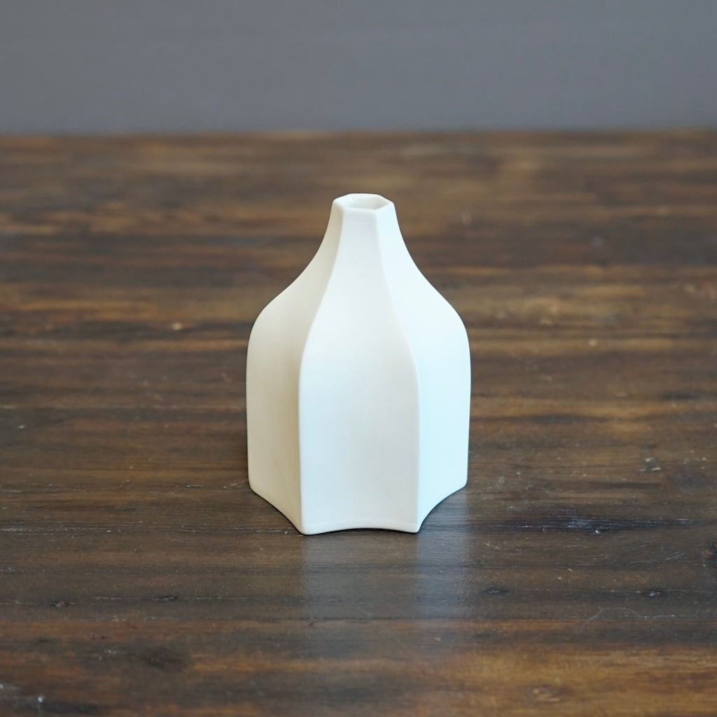 Six Sided White Bud Vase #KT114