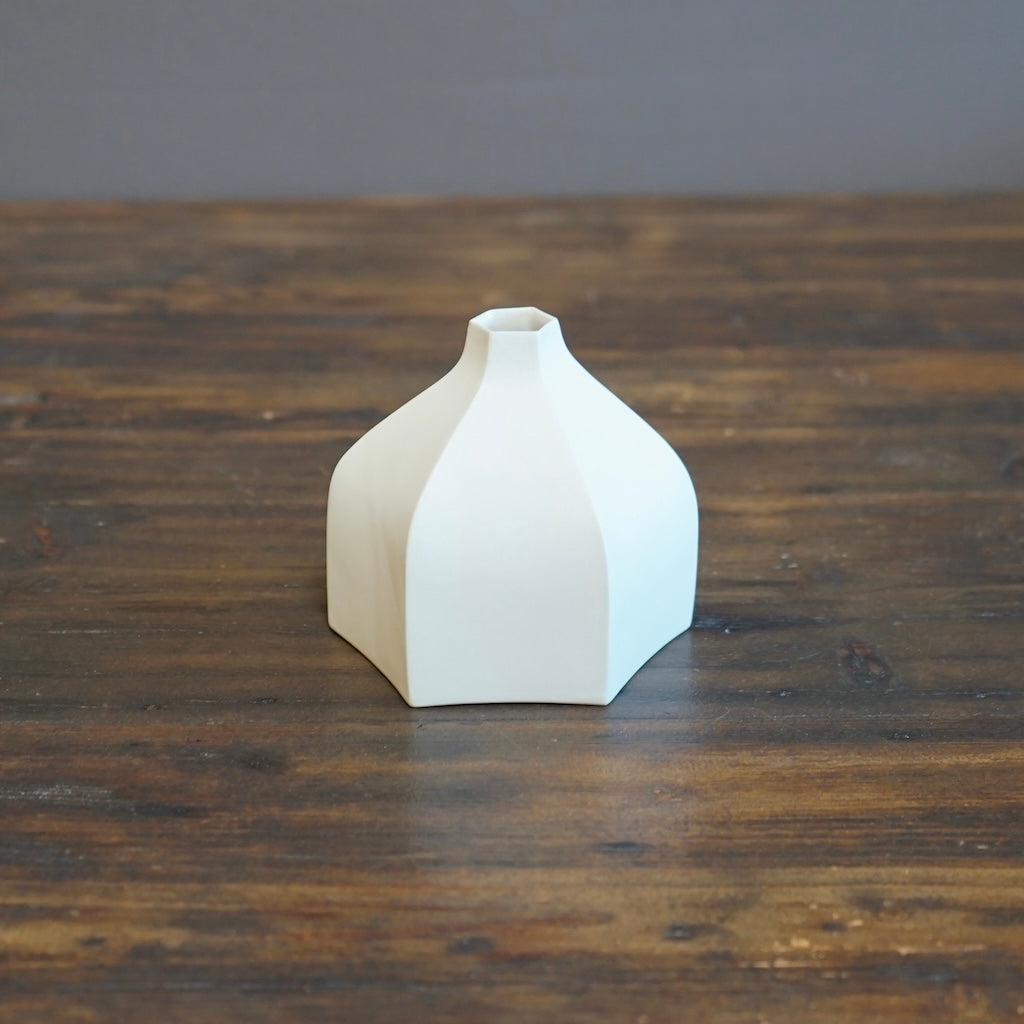 Six Sided White Bud Vase #KT116