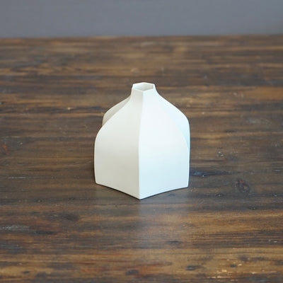 Six Sided White Bud Vase #KT116