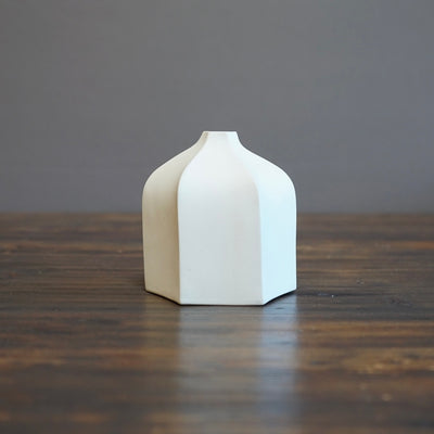 Six Sided White Bud Vase #KT117