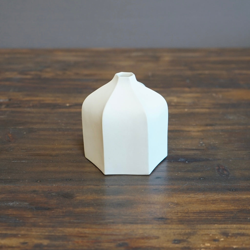 Six Sided White Bud Vase #KT117