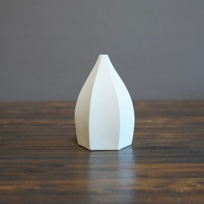 Six Sided White Bud Vase #KT120