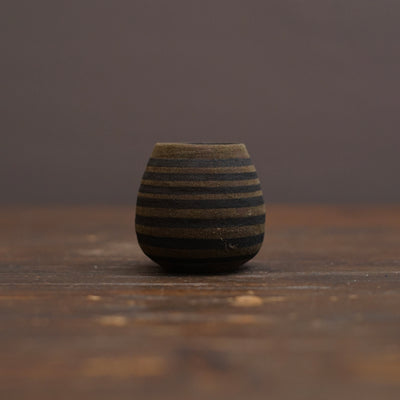 Olive Stripe / Orange Mini Dino Vase #JT446G