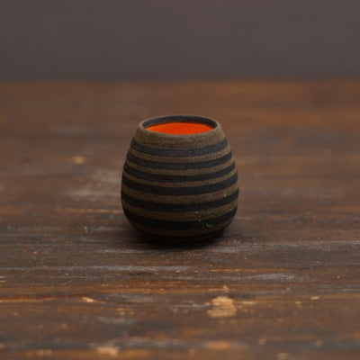 Olive Stripe / Orange Mini Dino Vase #JT446G