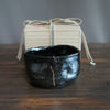 YABURE KINTSUGI HIKIDASHI GURO Tea Ceremony Bowl #FQ660