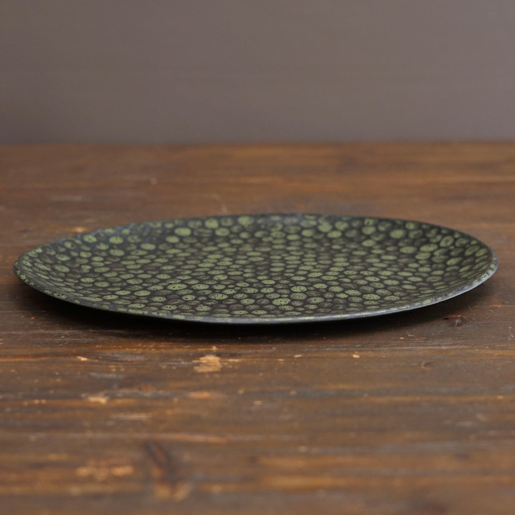 Green Dots Oval Plate #LK929D