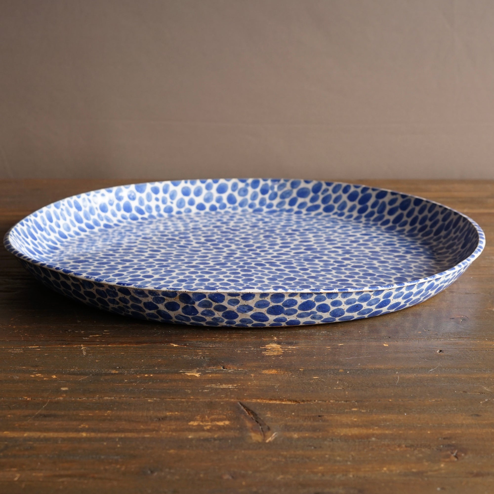 Blue Dots Large Serving Plate #LK925C