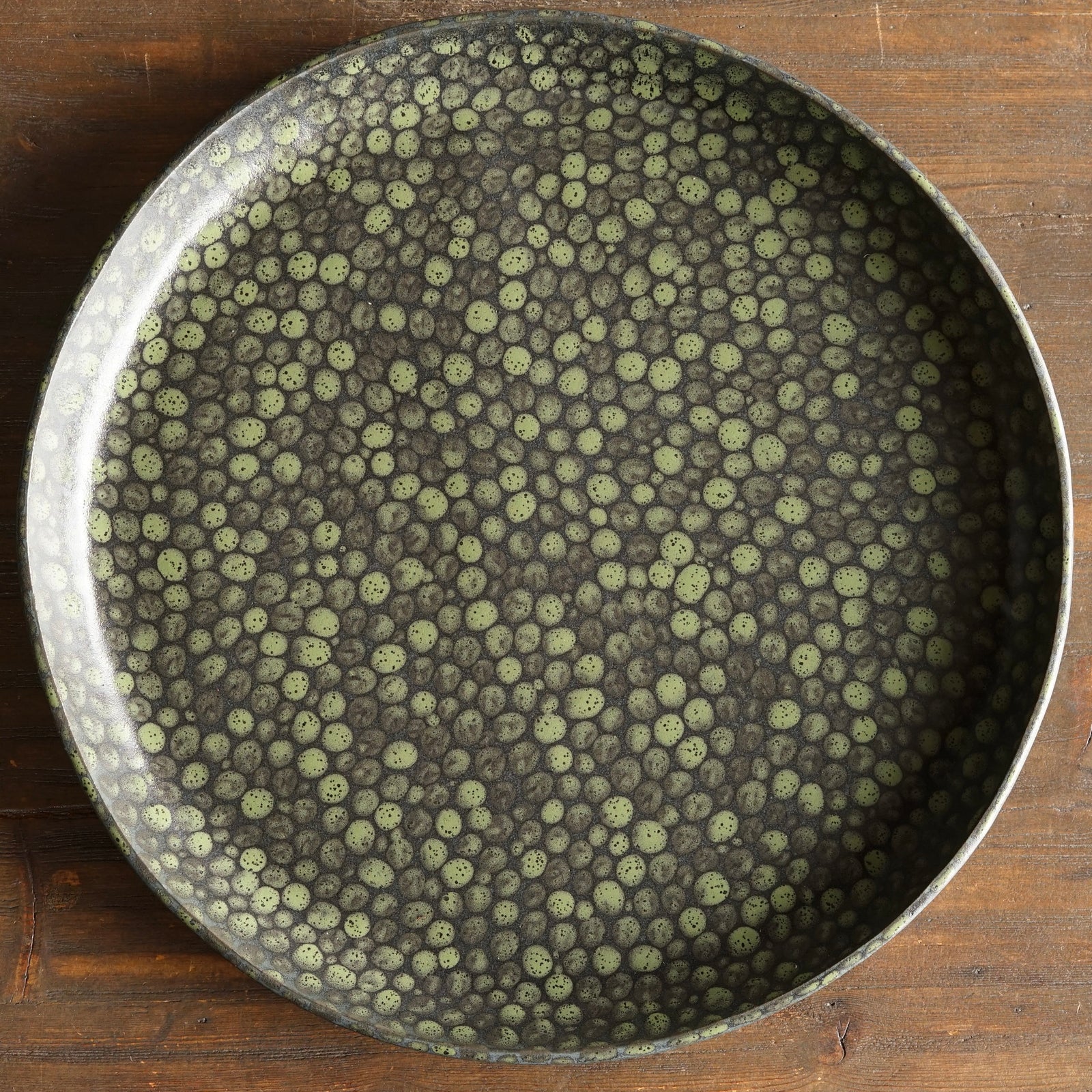 Green Dots Large Serving Plate #LK925B