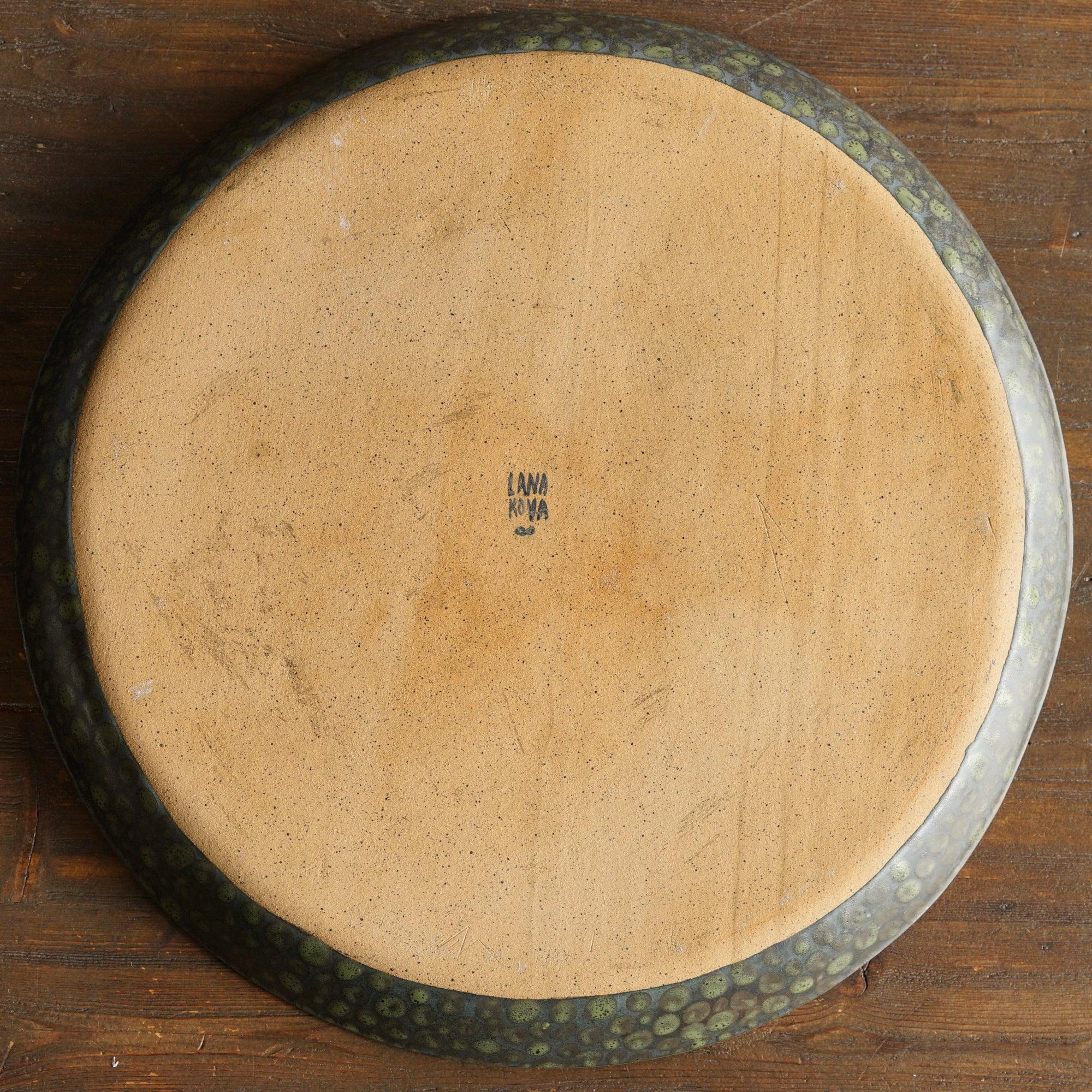 Green Dots Large Serving Plate #LK925B