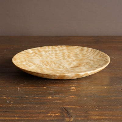 Hand Carved Round Ash Wood Plate #YT1