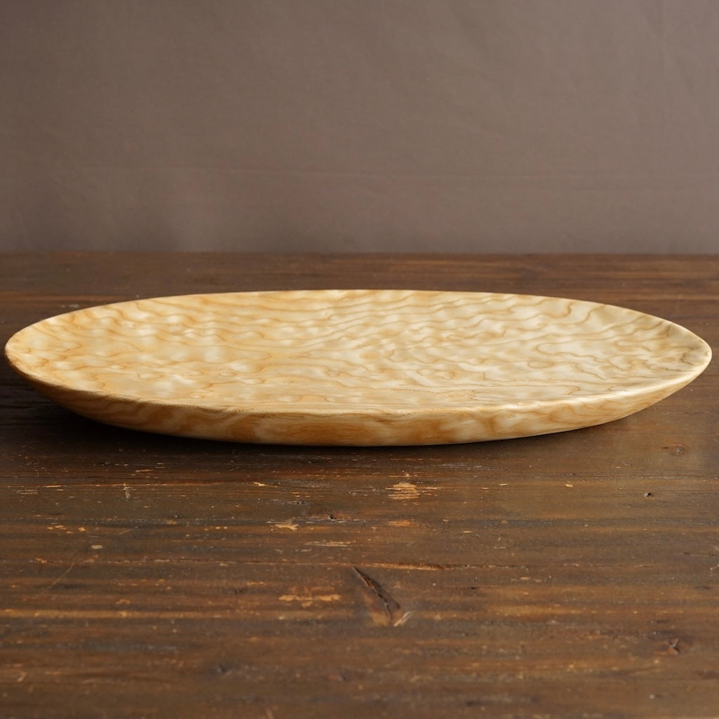 Hand Carved Oval Ash Wood Plate #YT2