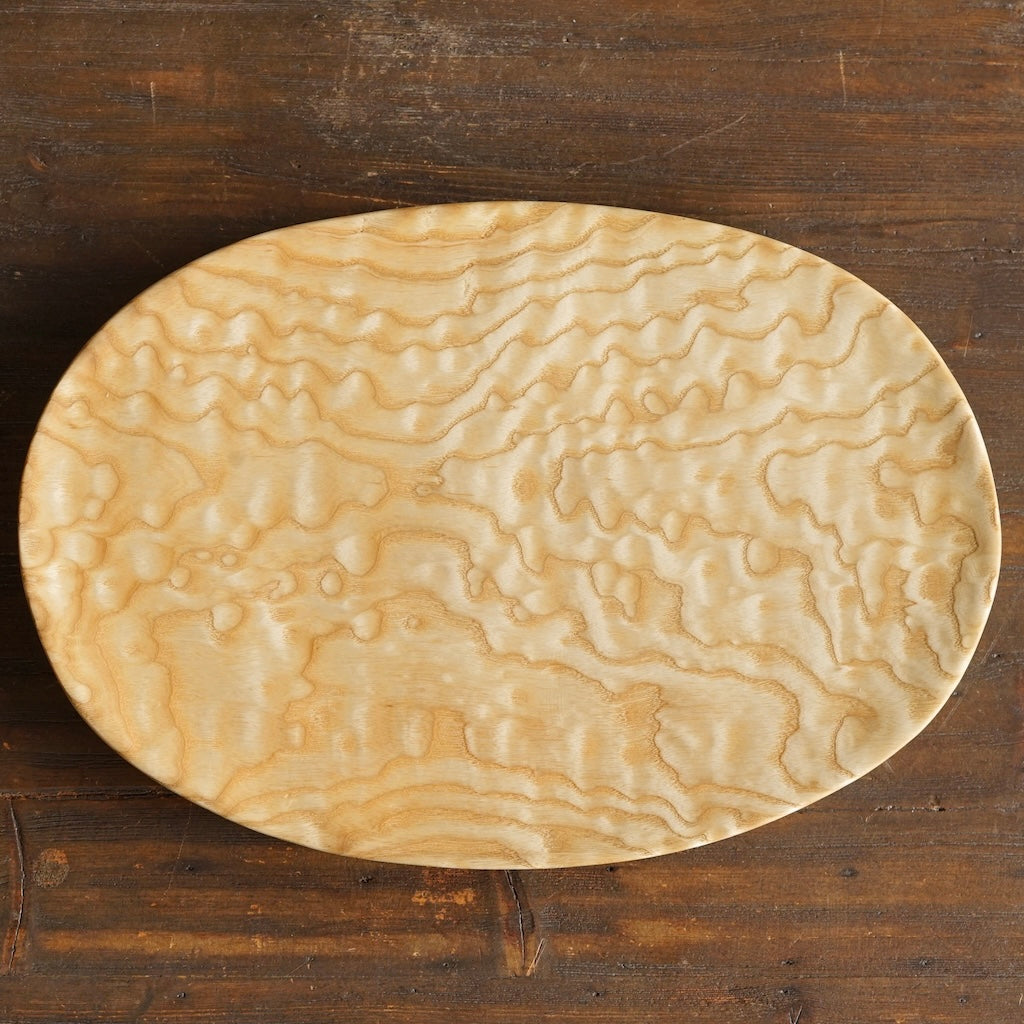 Hand Carved Oval Ash Wood Plate #YT2