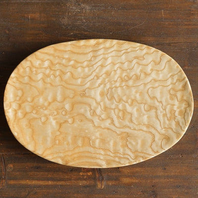 Hand Carved Oval Ash Wood Plate #YT2