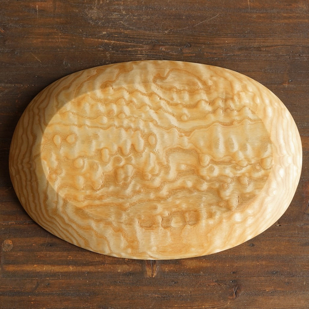 Hand Carved Oval Ash Wood Plate #YT2
