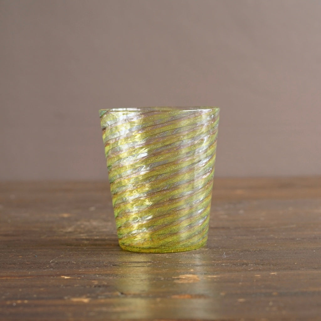 Yellow Twisted Lace Glass Tumbler #NS48