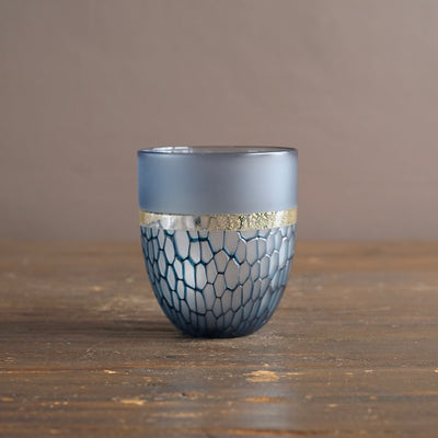 Multifaceted Blue Glass Tumbler #NS50
