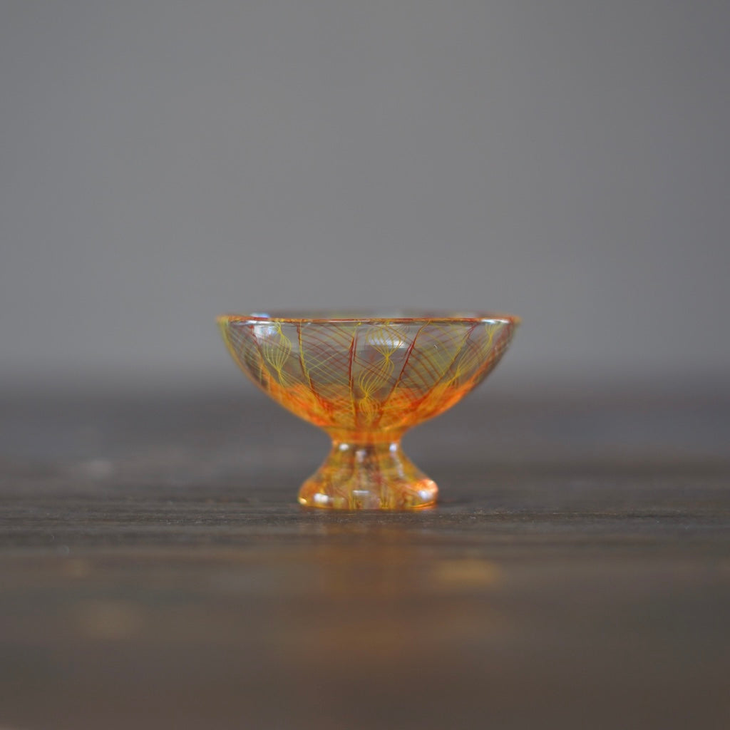 Orange Lace Glass GUINOMI Sake Cup #U9B