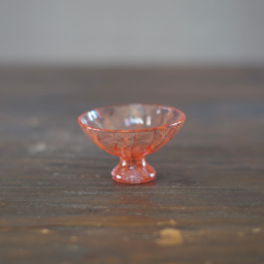 Red Lace Glass GUINOMI Sake Cup #U9C