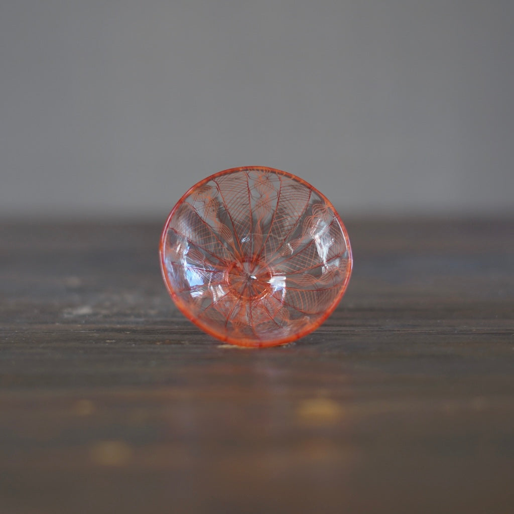 Red Lace Glass GUINOMI Sake Cup #U9C
