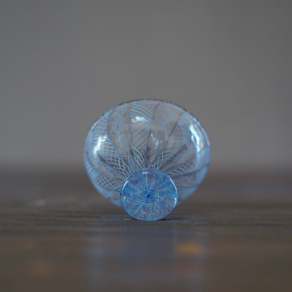 Blue Lace Glass GUINOMI Sake Cup #U9D