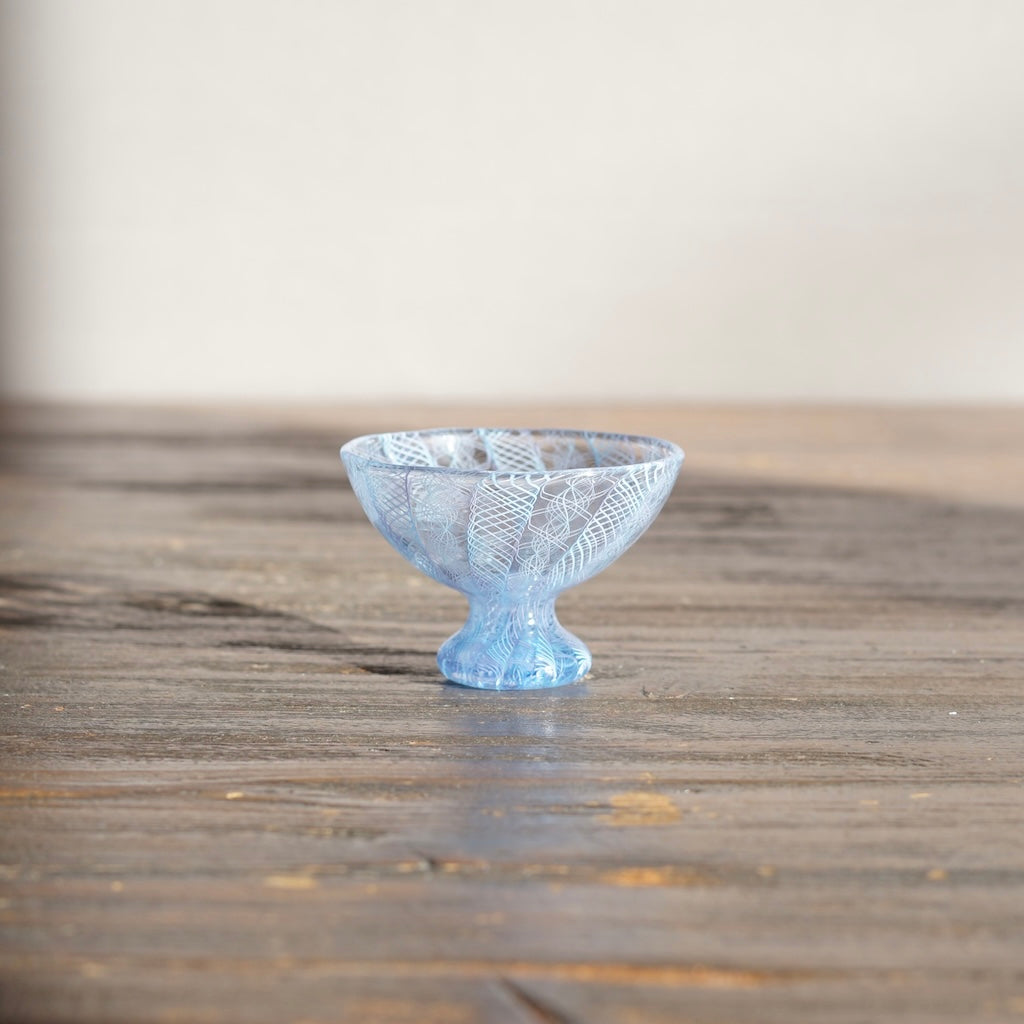 Blue Lace Glass GUINOMI Sake Cup #U9A