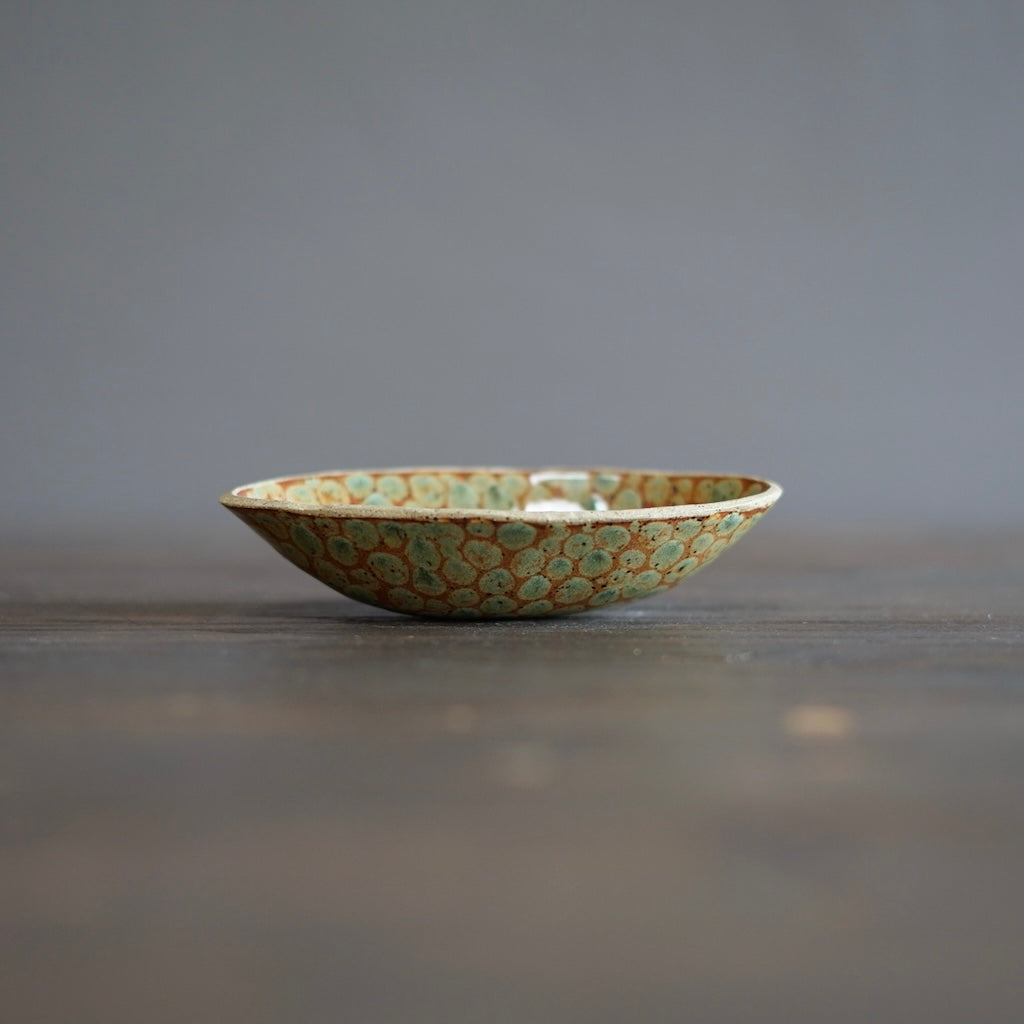 Brown Dots Small Oval Plate #LK831B