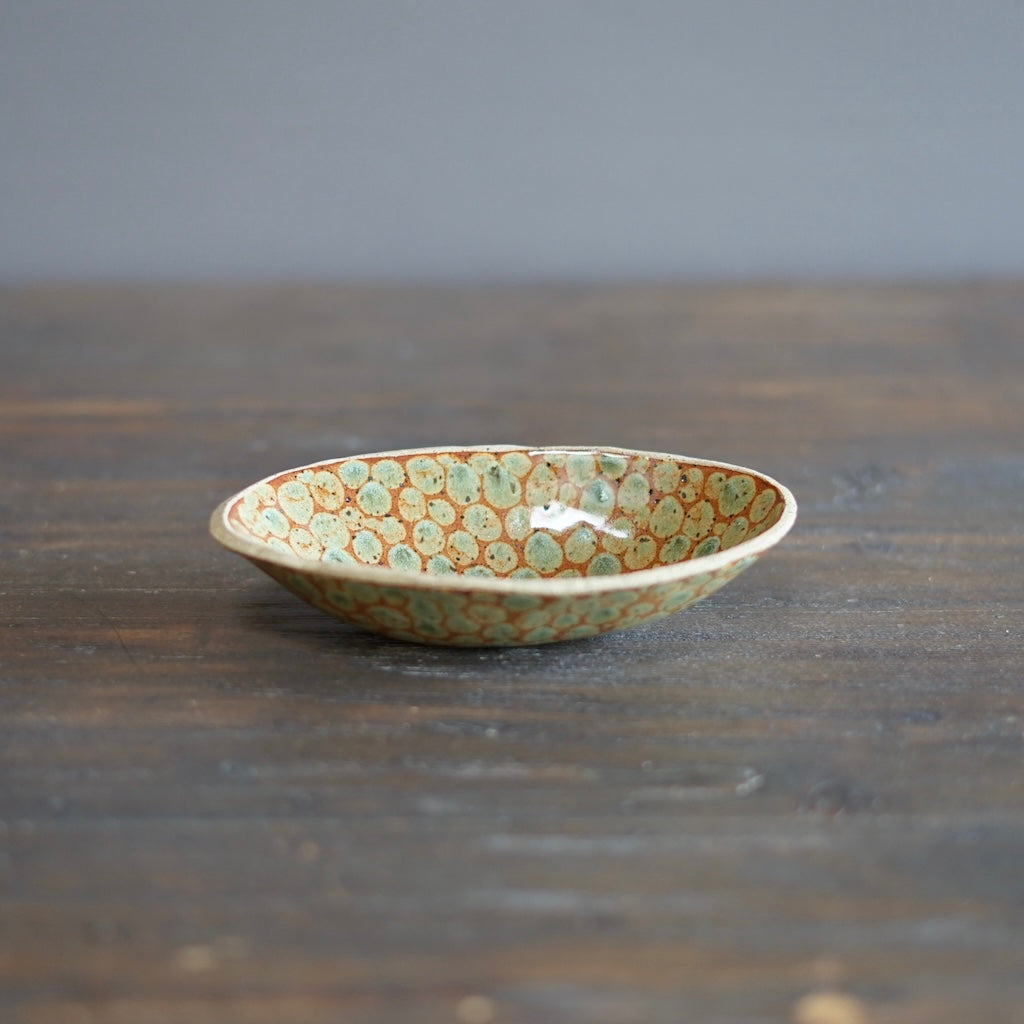 Brown Dots Small Oval Plate #LK831B