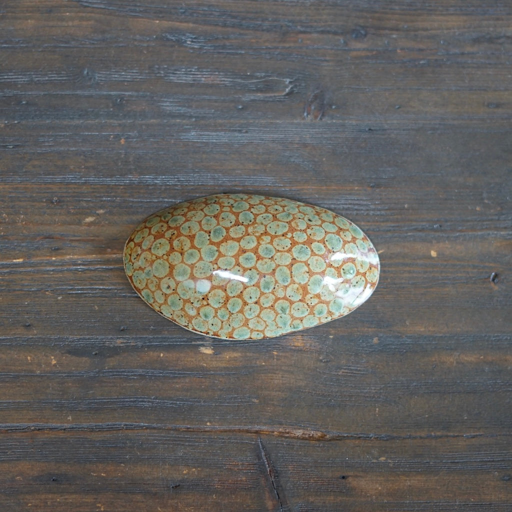 Brown Dots Small Oval Plate #LK831B