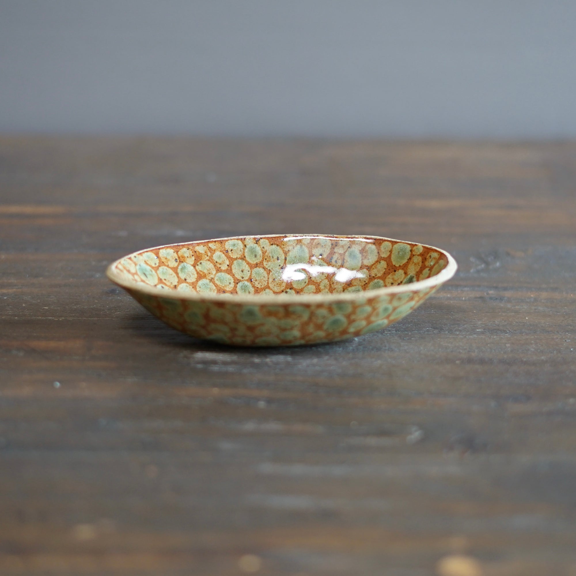 Brown Dots Small Oval Plate #LK831C