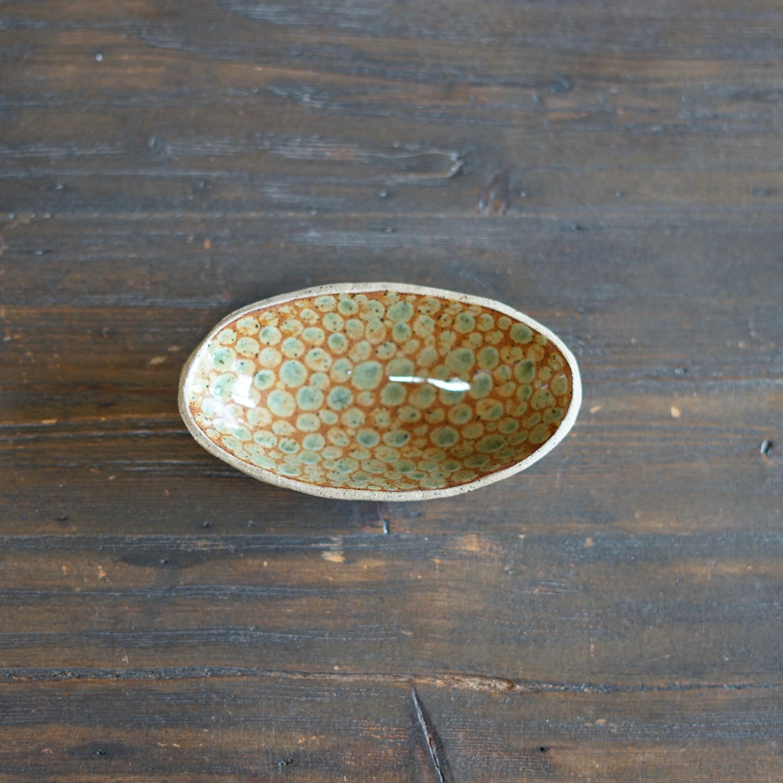 Brown Dots Small Oval Plate #LK831C