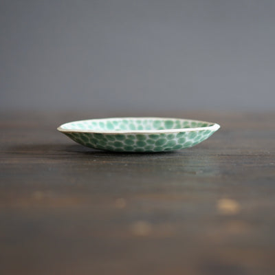 Green Dots Small Oval Plate #LK832C