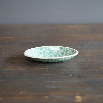 Green Dots Small Oval Plate #LK832C