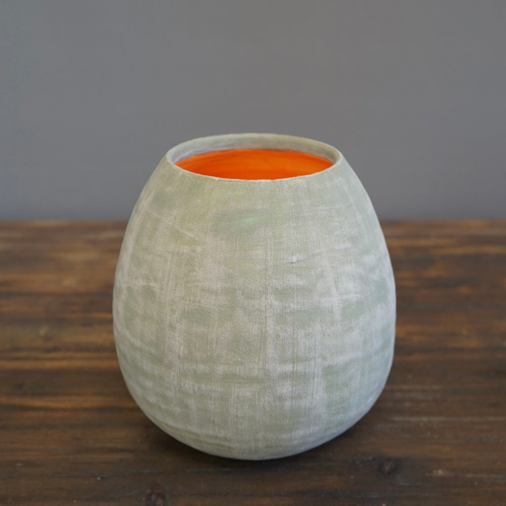 Olive / Orange Dino Flower Vase #JT328