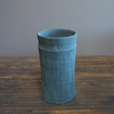 Slate Gray / Red Column Vase #JT369C