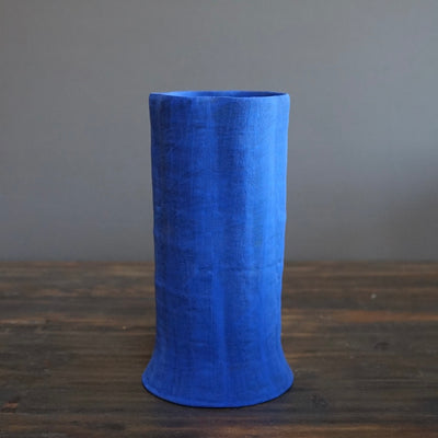 Blue / Yellow Fluted Vase #JT368A