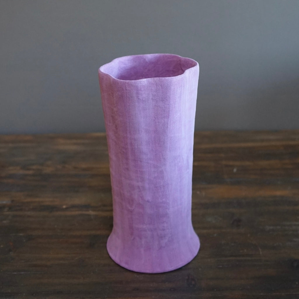 Lavender / Red Fluted Flower Vase #JT368E