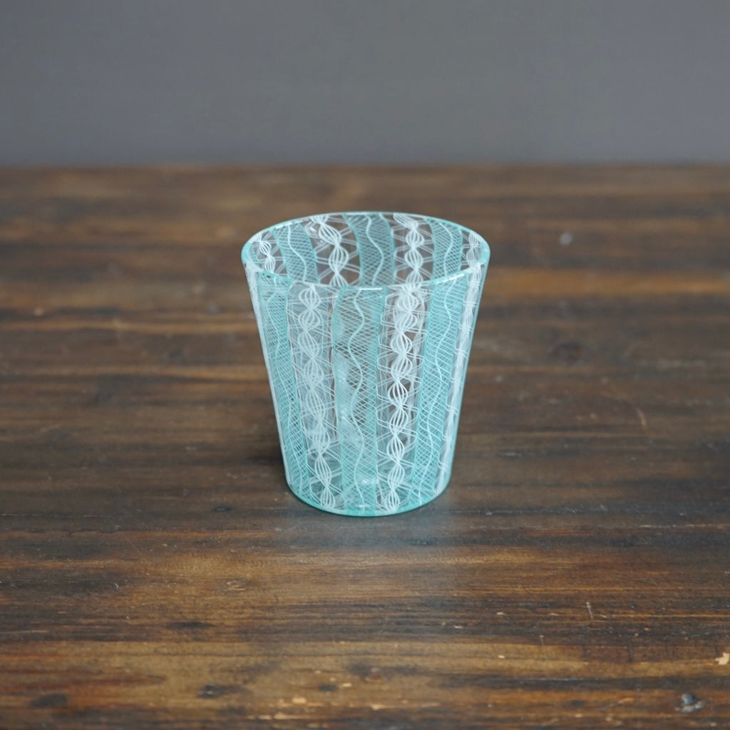 Turquoise Lace Glass Tumbler #U1B