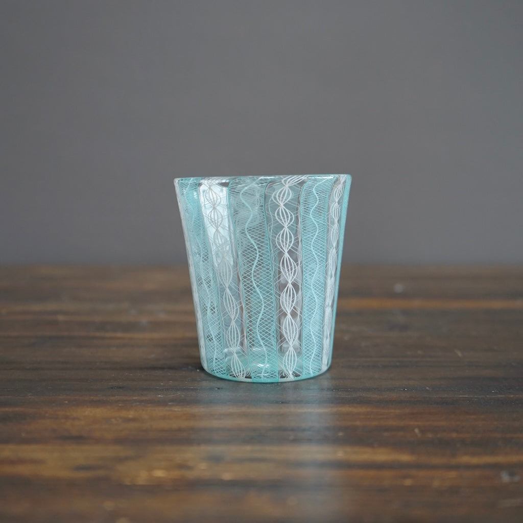 Turquoise Lace Glass Tumbler #U1C