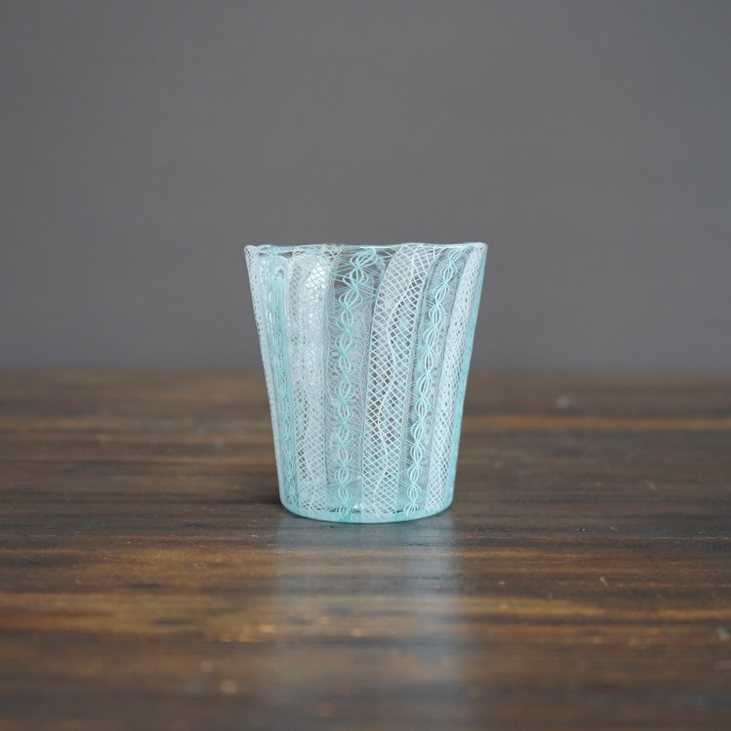 Turquoise Lace Glass Tumbler #U1D