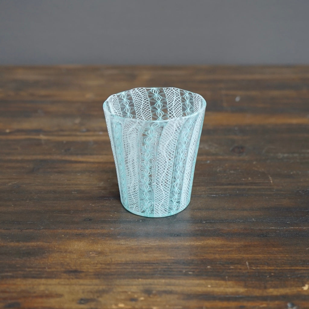 Turquoise Lace Glass Tumbler #U1D
