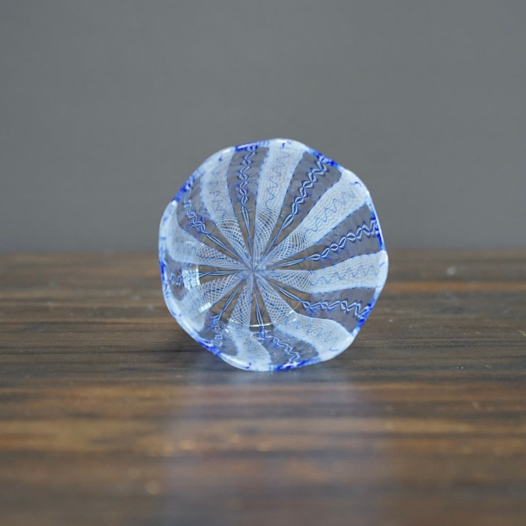 Blue / White Lace Glass Tumbler #U1H