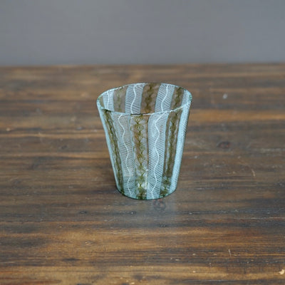 Green / White Lace Glass Tumbler #U1N