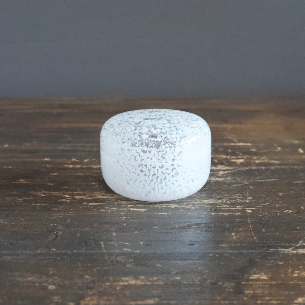 White Arabesque Murrini Container #F10