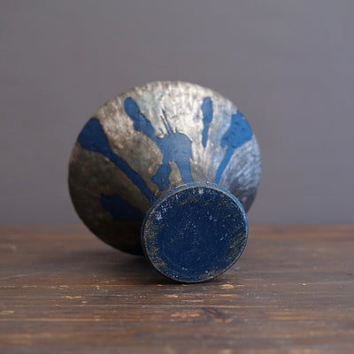 Silver / Blue Flower Vase #HT44