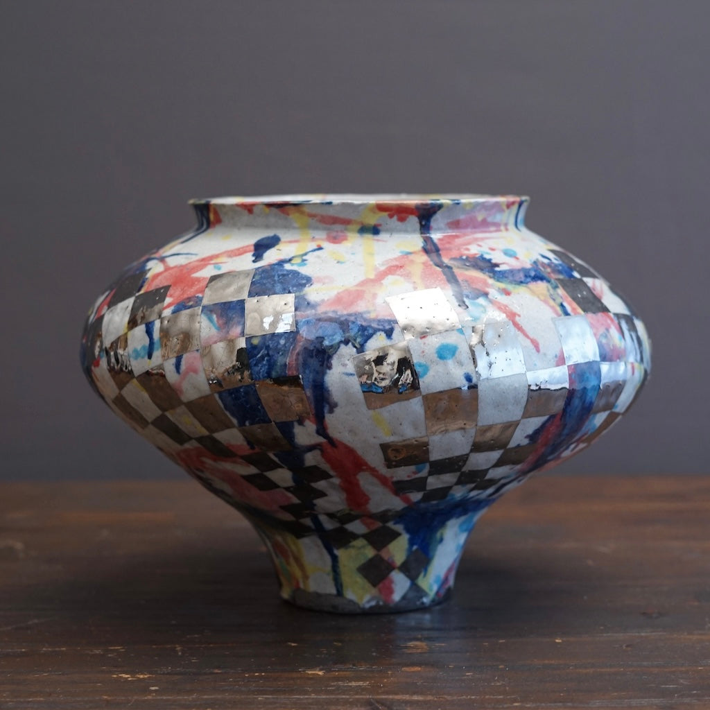 Polychrome Jar with Platinum Checker #HT14