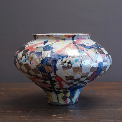 Polychrome Jar with Platinum Checker #HT14